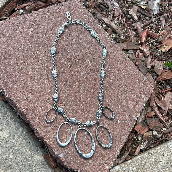 Brighton Retired Silver Etched 18” Loop Necklace - Picture 2 of 8